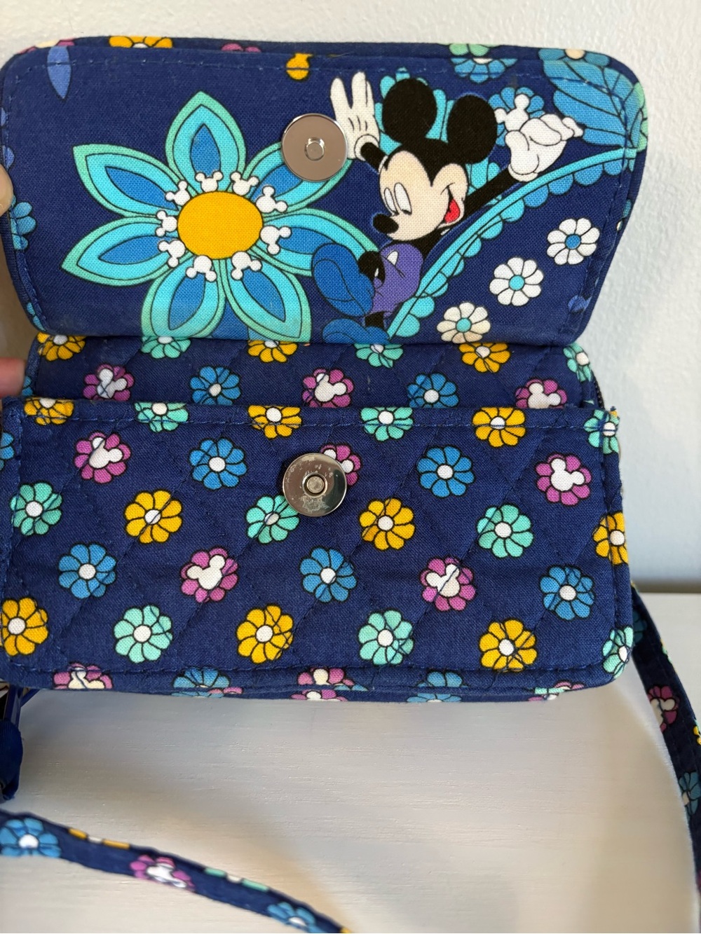 RARE Vera Bradley Disney Parks Crossbody Wallet Bag Midnight Mickey Floral Mint